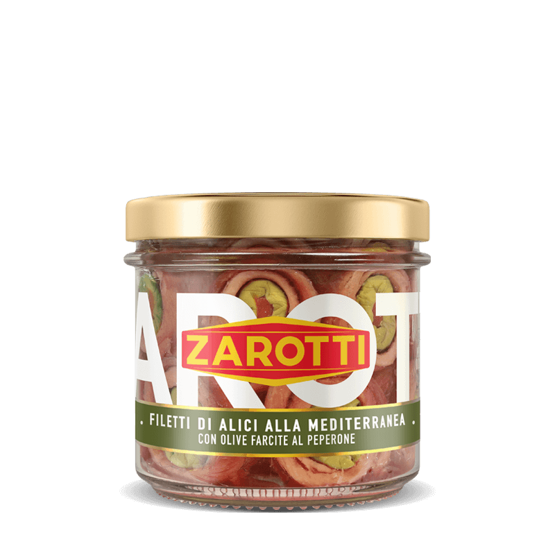 Filetti di alici farciti alla Mediterranea in olio di semi di girasole