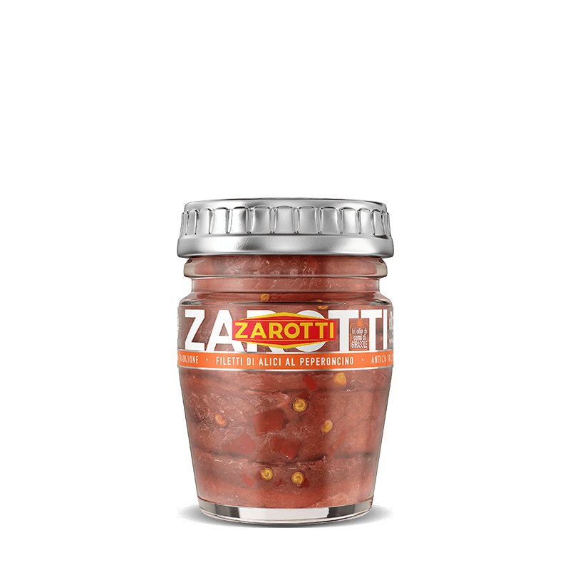 Filetti di alici con peperoncino in olio di semi di girasole