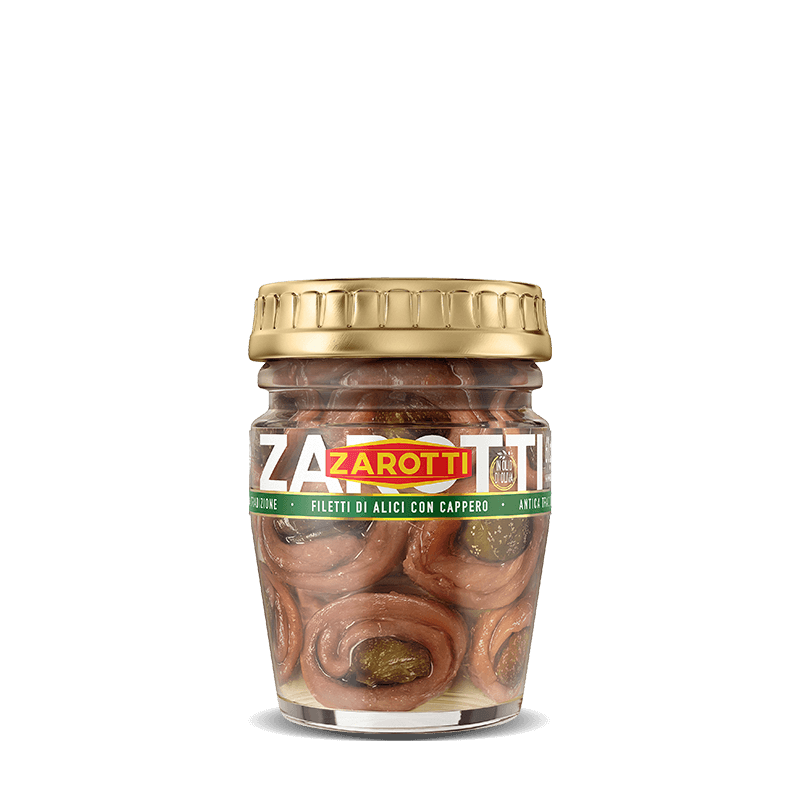 Filetti di alici con cappero in olio di oliva