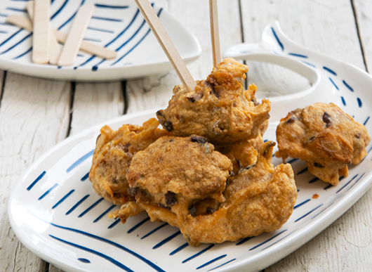 Frittelle con alici, olive taggiasche e nduja
