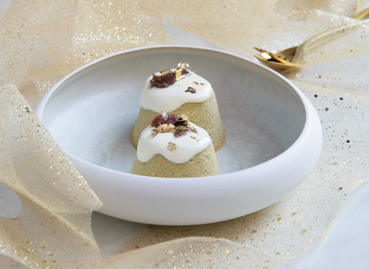 Sformatino di porri e carciofi con crema di brie e alici del Mar Cantabrico