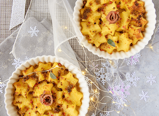 Gnocchi di semolino con alici del Cantabrico e pepe rosa