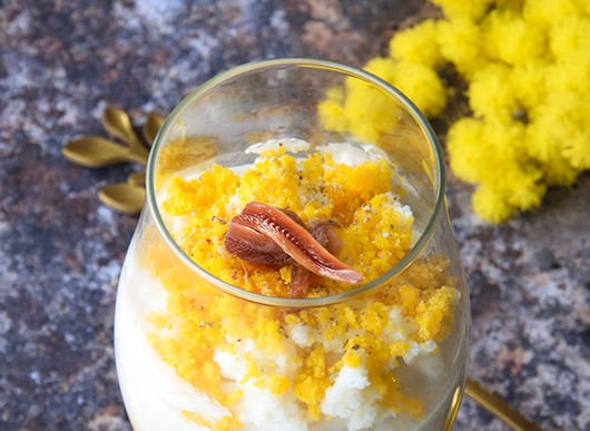 Bicchiere mimosa con alici Zarotti