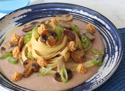Linguine ai funghi con paté di tonno